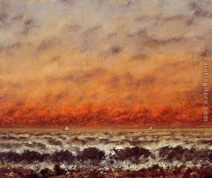 Seascape painting - Gustave Courbet Seascape art painting